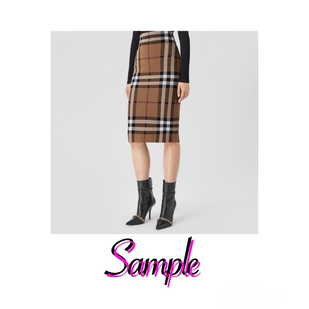 🆕Carole Wren Plaid Pencil Skirt in Camel Brown Classic Women's Skirt S🆕
